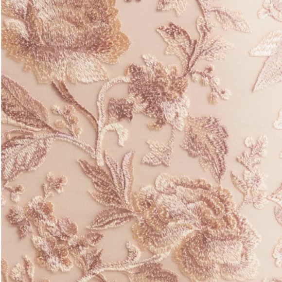 TADASHI SHOJI ANKUR FLORAL CAP SLEEVE SHEATH PEACH BLOSSOM DRESS sz 2 - Picture 5 of 7